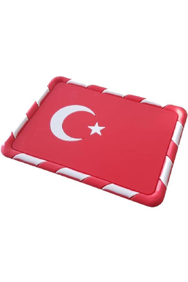 Caraks Kaydırmaz Silikonlu Ped Araç Göğüs Torpido Ev Ofis Çok Amaçlı Türk Bayrağı Damalı Desen 18Cmx13Cm - Image 1