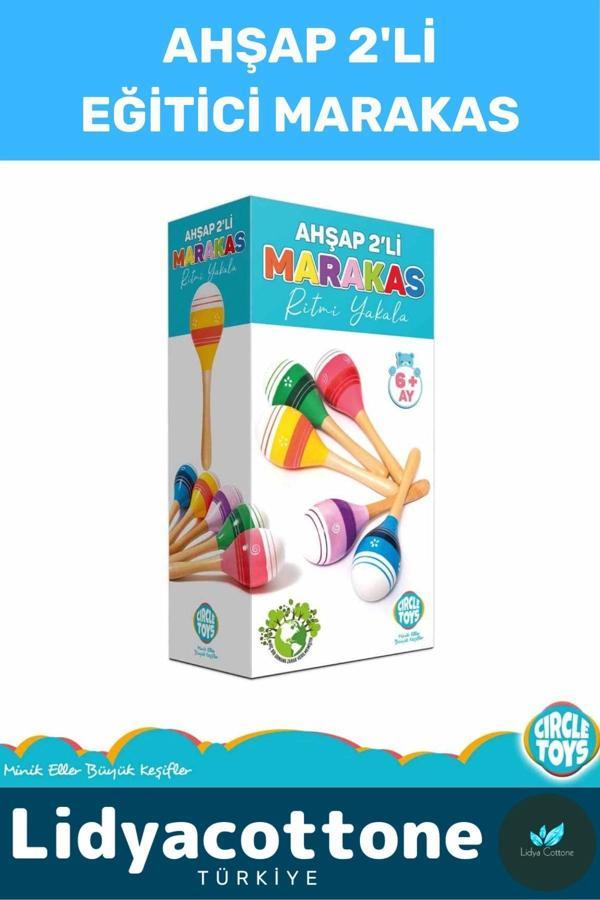 Zeka Geliştirici Eğitici Kişisel Gelişim Ritim Ses Algı Bebek Çocuk Müzik Ahşap Renkli Marakas 2'li - Image 1