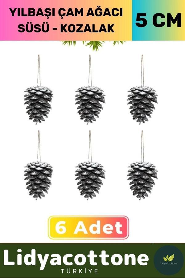 Noel Yeni Yıl Kış Yılbaşı Çam Ağacı Süsü Kozalak Seti Kutlama Parti Süs Dekoratif Altın 6'lı - Image 1