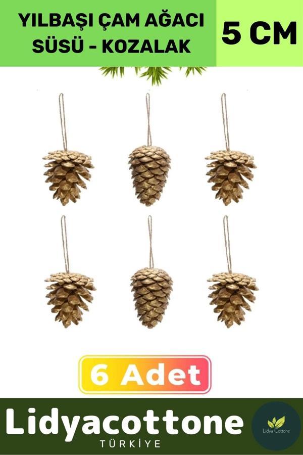 Noel Yeni Yıl Kış Yılbaşı Çam Ağacı Süsü Kozalak Seti Kutlama Parti Süs Dekoratif 6'lı - Image 1