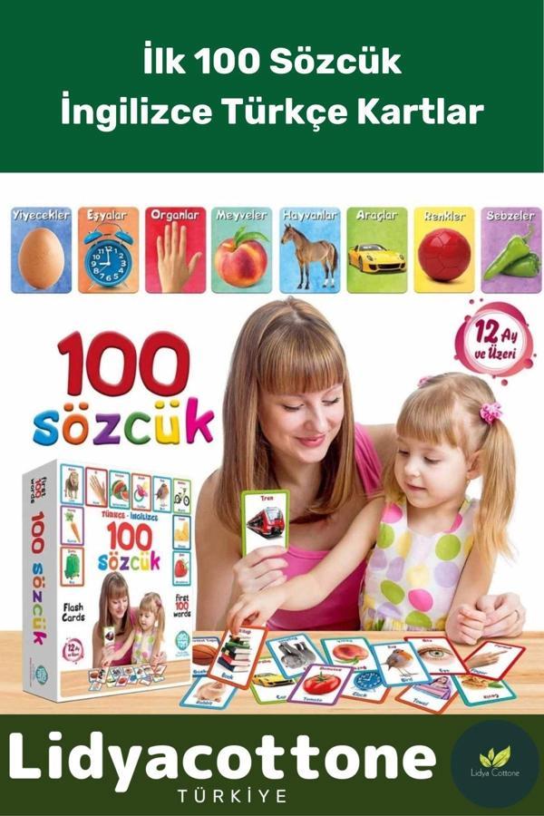 Yabancı Dil Eğitici Zeka Geliştirici Çocuk İlk 100 Sözcük İngilizce Türkçe Kartlar - Image 1