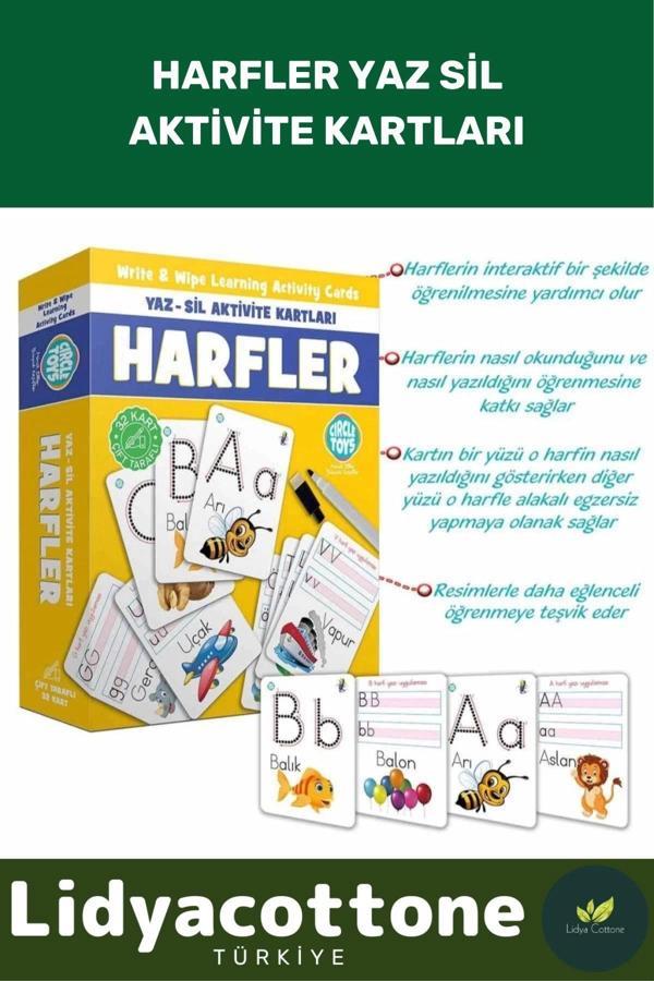 Zeka Geliştirici Kişisel Gelişim Çocuk Harfler Yaz Sil Aktivite Kartları Koordinasyon Geliştirici - Image 1