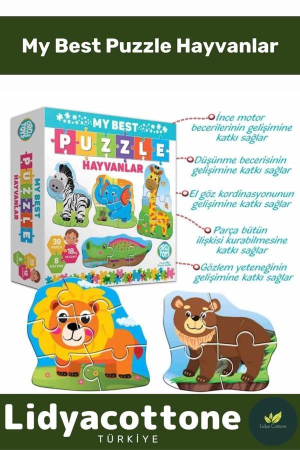 Premium Zeka Geliştirici Eğitici Öğretici Eğlendirici El Göz Koordinasyonu My Best Puzzle Hayvanlar - Image 1
