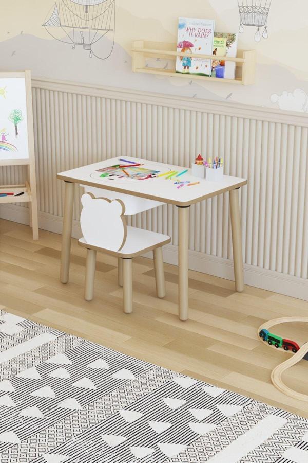 Pofitto Montessori Çocuk Masası-Oyun Masası-Aktivite Masası-Etkinlik Masası Takımı 1 Panda Sandalye - Image 1