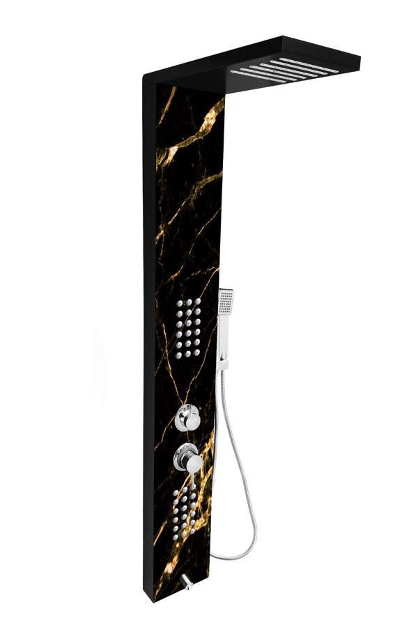 Yeni Tasarım Victoria  Mermer Desenli (Gold Detaylı) Masajlı Duş Paneli - Image 1
