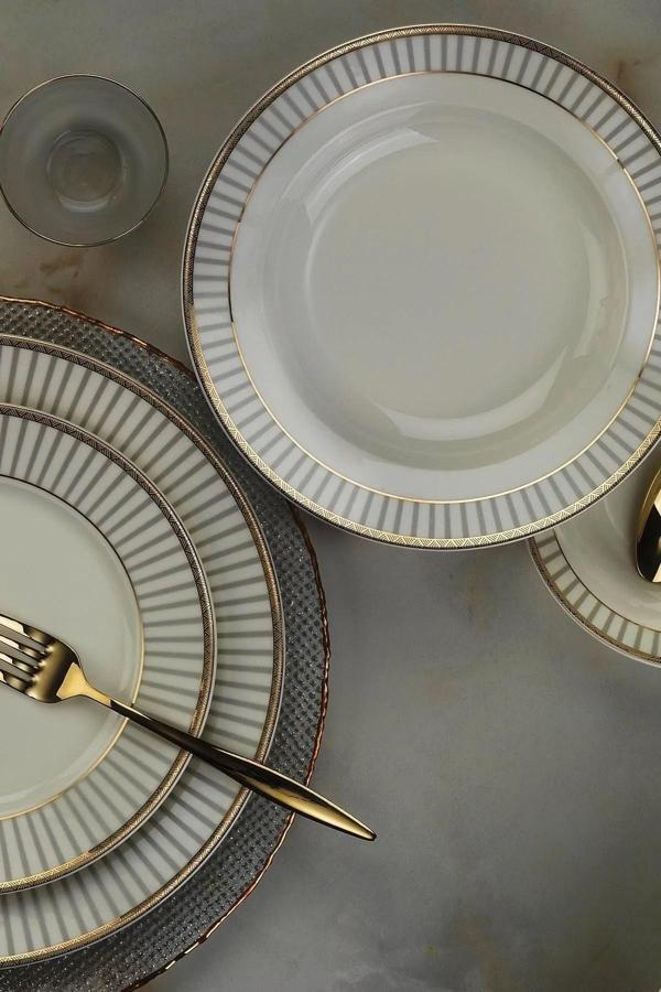 Kütahya Porselen Bone Kalipso Yemek Takımı 24 Parça 6 Kişilik BNKL24Y243012156 - Image 1