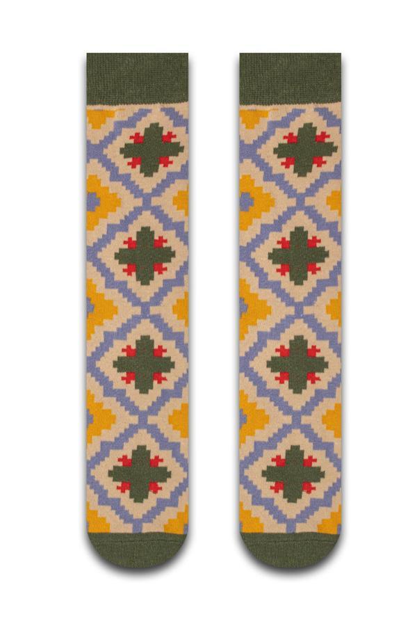 Yeşil Retro Renkli Erkek Çorap - Image 1