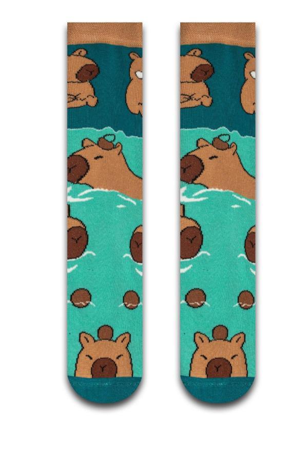Sevimli Capybara Renkli Erkek Çorap - Image 1