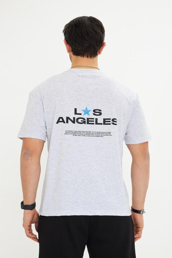 Los Angeles Baskı %100 Pamuk Oversize Erkek Tişört - Image 1