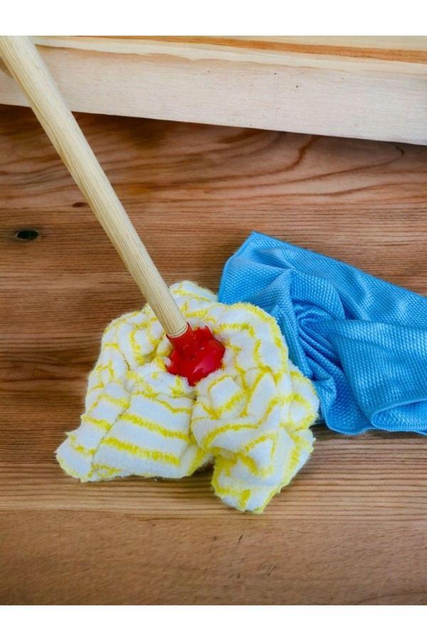 Renk Yapı Rüyası Ofis Mop Gürgen Sap 1 Adet Mikrofiber Bez Vilada Ucu, Microfiber Havlu Başlık, Toz Kırıntı Bırakmaz - Image 1