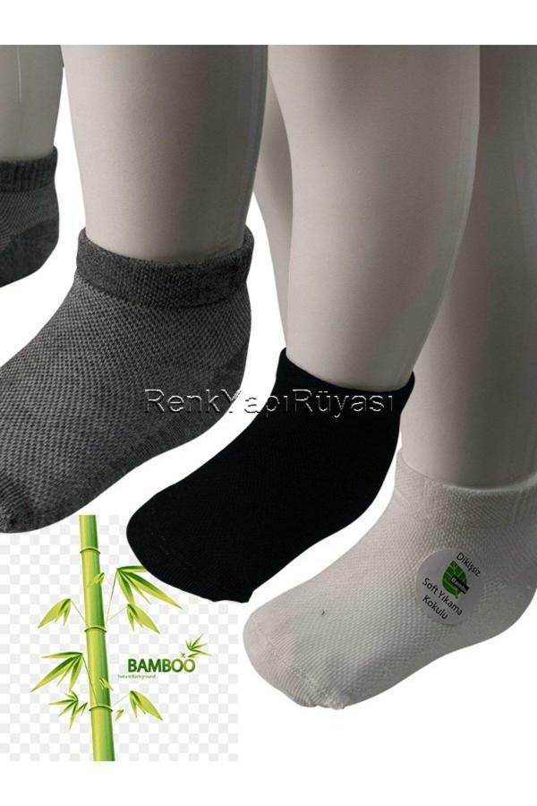 Renk Yapı Rüyası 3 Adet, Bambu, Dikişsiz, Erkek Çocuk, Soket Çorap, Çocuk Çorap Kısa Çorap - Image 1