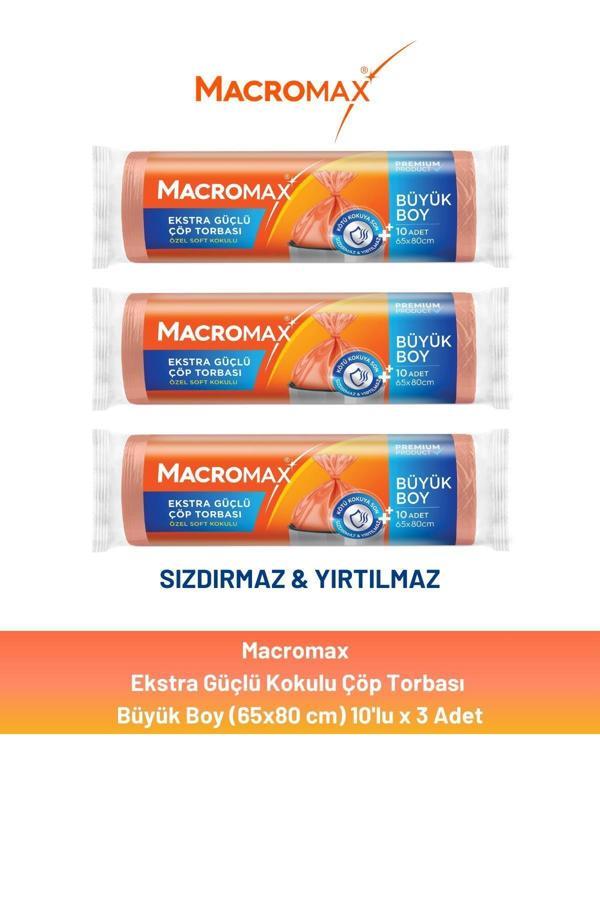 Macromax Ekstra Güçlü Çöp Torbası Büyük Boy 10'lu X 3 Adet - Image 1