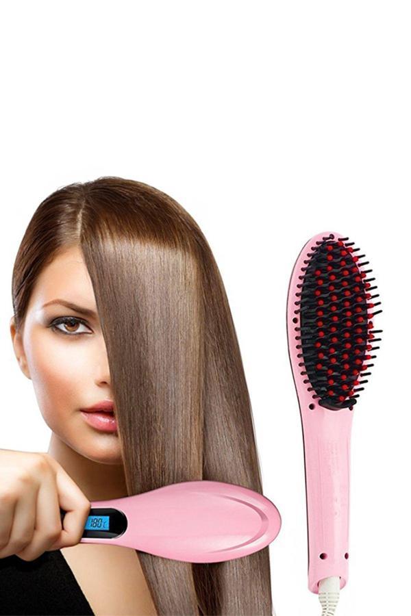 Teknotrust Pembe Fast Hair Straightener Hqt-906 Saç Düzleştirici Tarak Seramik Plaka C / F İthalatçı Garantili - Image 1