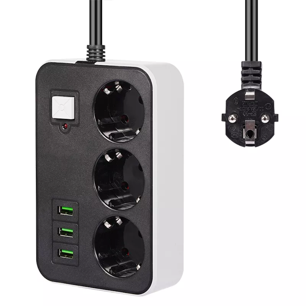 3 USB’li 3’lü 1.8 m Akım Korumalı Priz-Findit - Image 1