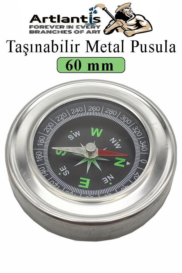 Pusula Çelik 60 mm 1 Adet Profesyonel Metal Kasa Dayanıklı Taşınabilir El Pusulası Yuvarlak Cep Pusulası - Image 1