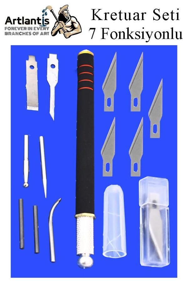 Kretuar 7 Fonksiyonlu Yedek Bıçaklı 1 Paket Hobi Maket Tasarım Neşteri Çelik Alaşımlı Paslanmaz Hassas Kesim Bıçağı - Image 1