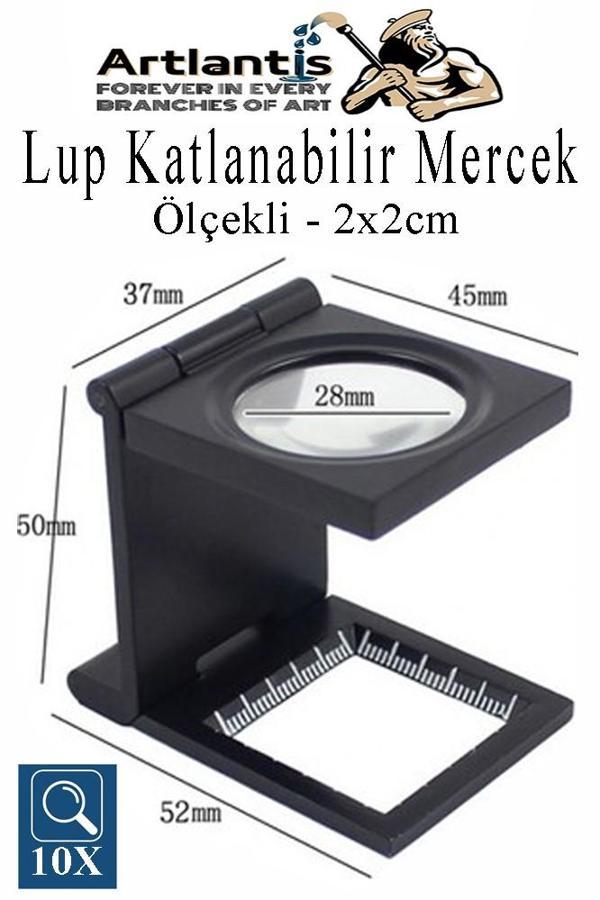 Lup Büyüteç Mercek 2x2 cm 1 Adet 10X Büyütmeli Plastik Katlamalı Lup Optik Mercek Tekstil Kumaş İplik Katlanabilir - Image 1