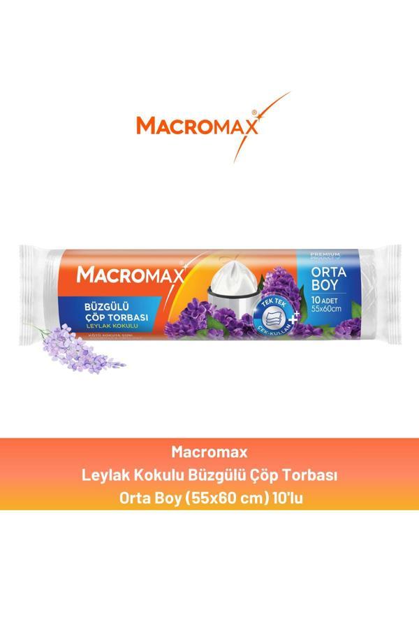Macromax Büzgülü Leylak Çöp Torbası Orta Boy 10'lu - Image 1