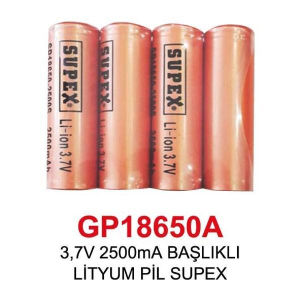 3,7V 2500mA BAŞLIKLI LİTYUM PİL SUPEX - Image 1