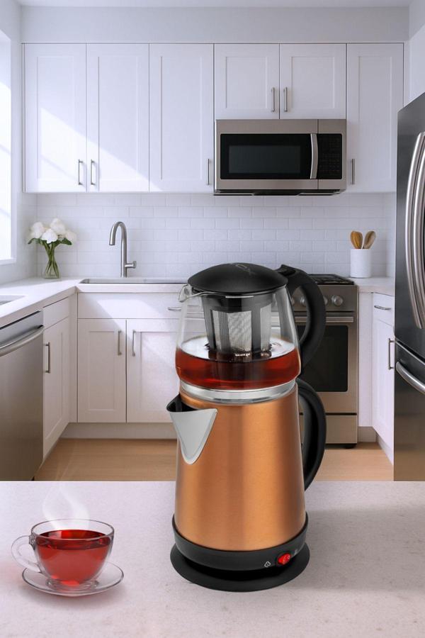 Awox Demglass Cam Demlikli Elektrikli Çay Makinesi Rose Gold - Image 1