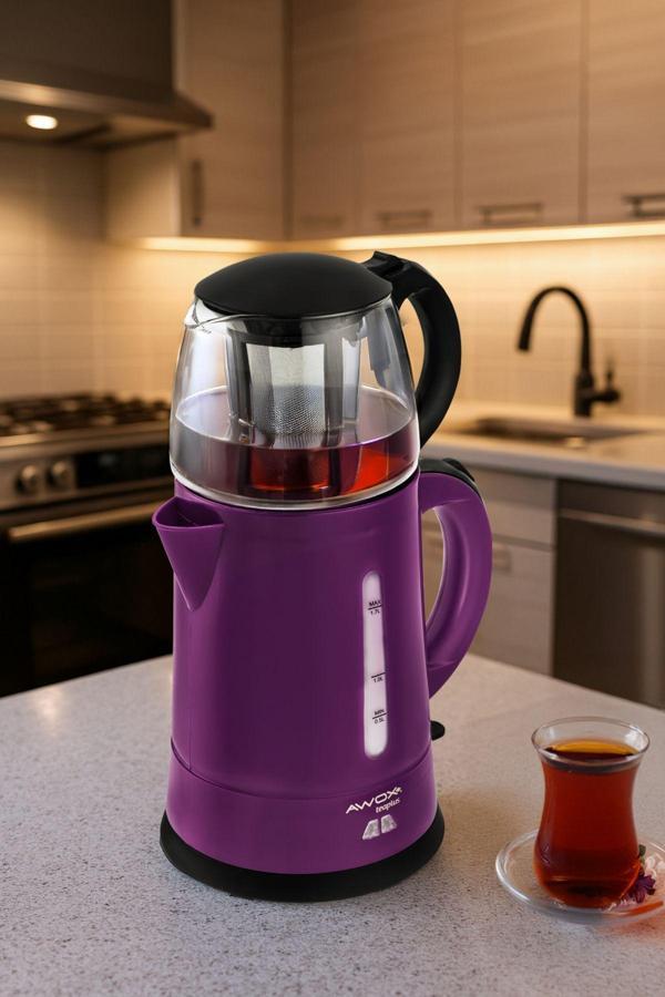 Awox Teaplus Cam Demlikli Elektrikli Çay Makinesi Mürdüm - Image 1
