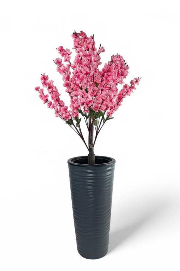 Yapay Ağaç Pembe Bahardalı Ağacı Antrasit Kumsal Vazoda 130cm Japon Kiraz Çiçeği - Image 1