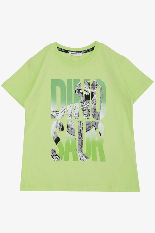 Breeze Erkek Çocuk Tişört Kükreyen Dinozor Baskılı 5-10 Yaş, Fıstık Yeşili - Image 1
