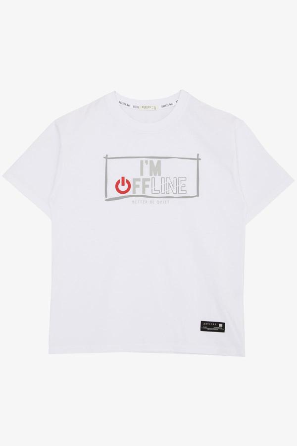 Breeze Erkek Çocuk Tişört Offline / Çevrimdışı Yazı Baskılı 9-14 Yaş, Beyaz - Image 1