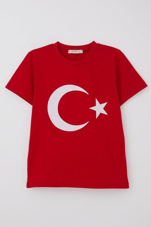 Breeze Çocuk Tisört Türk Bayrakli Kirmizi 8-14 Yaş, Kırmızı - Image 1
