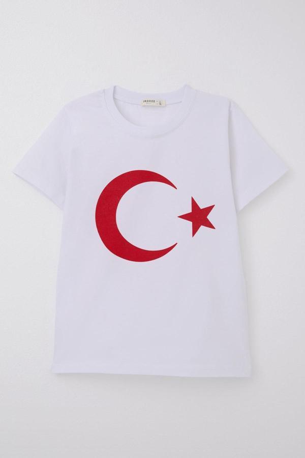 Breeze Erkek Çocuk Tişört Türk Bayraklı 4-14 Yaş, Beyaz - Image 1