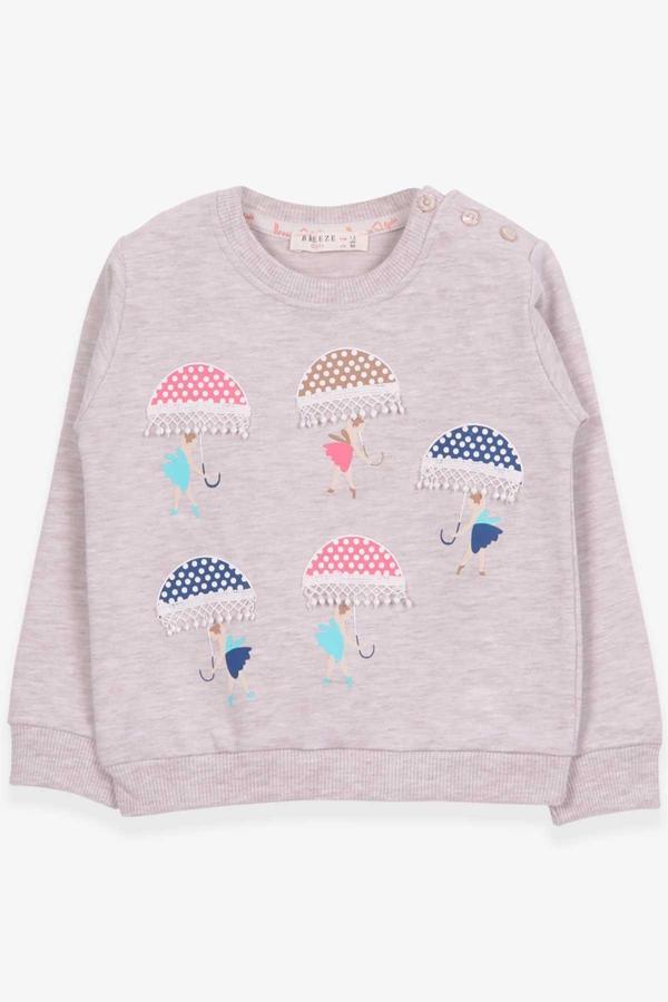 Breeze Kız Çocuk Sweatshirt Şemsiyeli Kız Baskılı 1.5-5 Yaş, Bej Melanj - Image 1