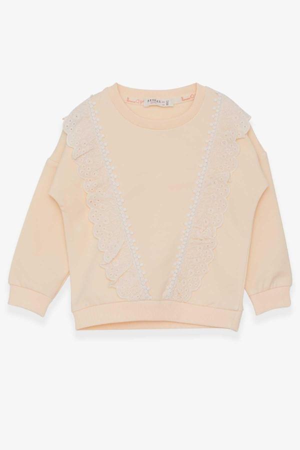 Breeze Kız Çocuk Sweatshirt Güpürlü 1.5-5 Yaş, Krem - Image 1