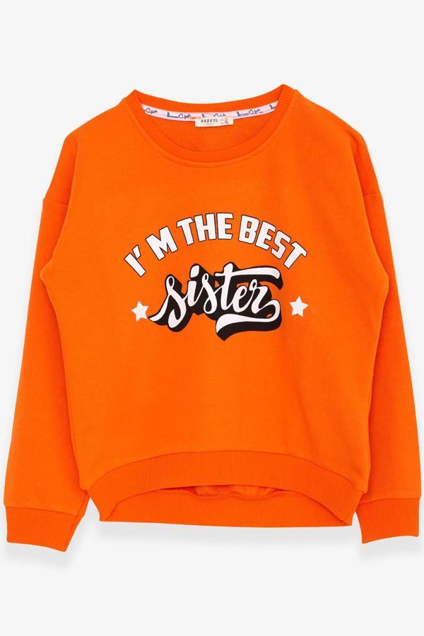 Breeze Kız Çocuk Sweatshirt Yazı Baskılı 9-14 Yaş, Turuncu - Image 1