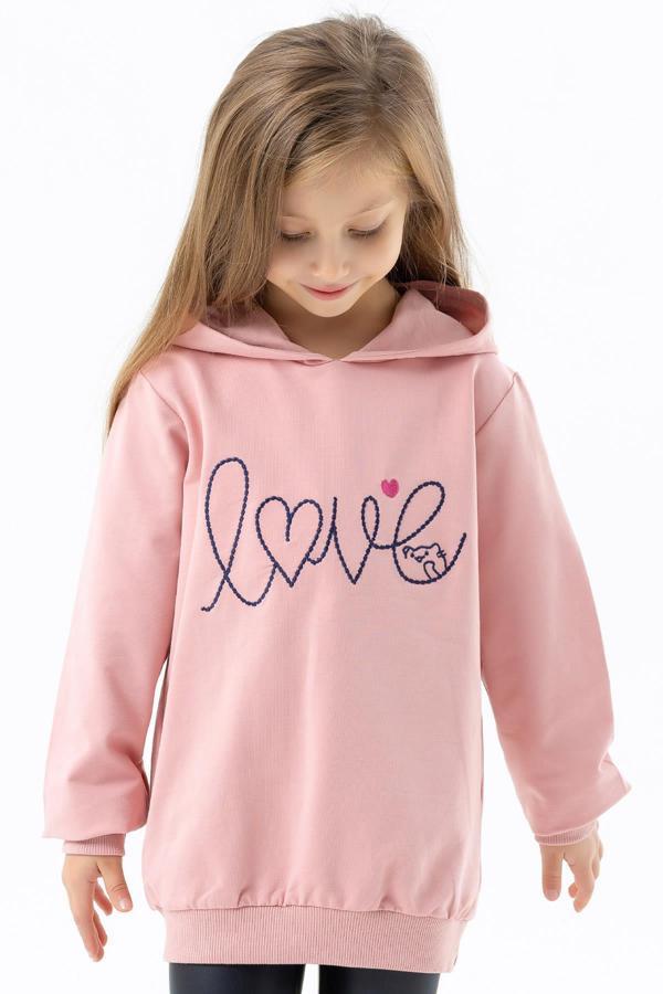 Breeze Kız Çocuk Sweatshirt Nakışlı Yazı Baskılı 2-6 Yaş, Pudra - Image 1