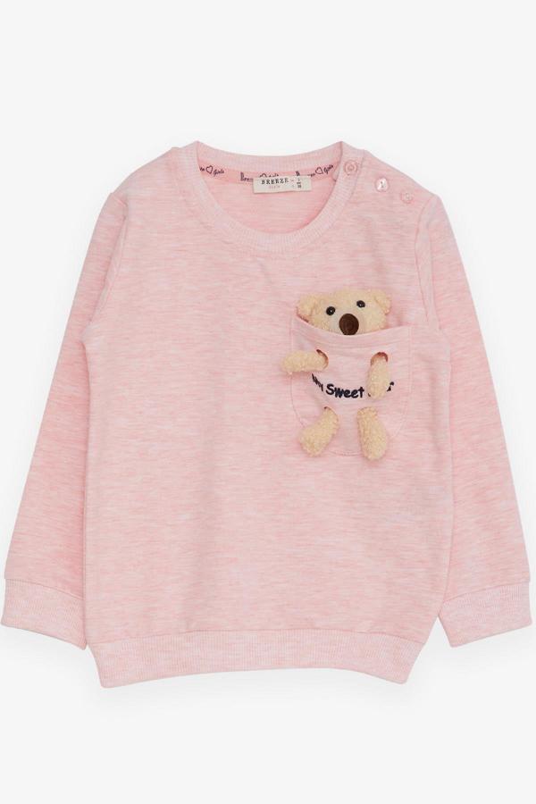 Breeze Kız Çocuk Sweatshirt Ayıcık Aksesuarlı 1.5-5 Yaş, Somon Melanj - Image 1