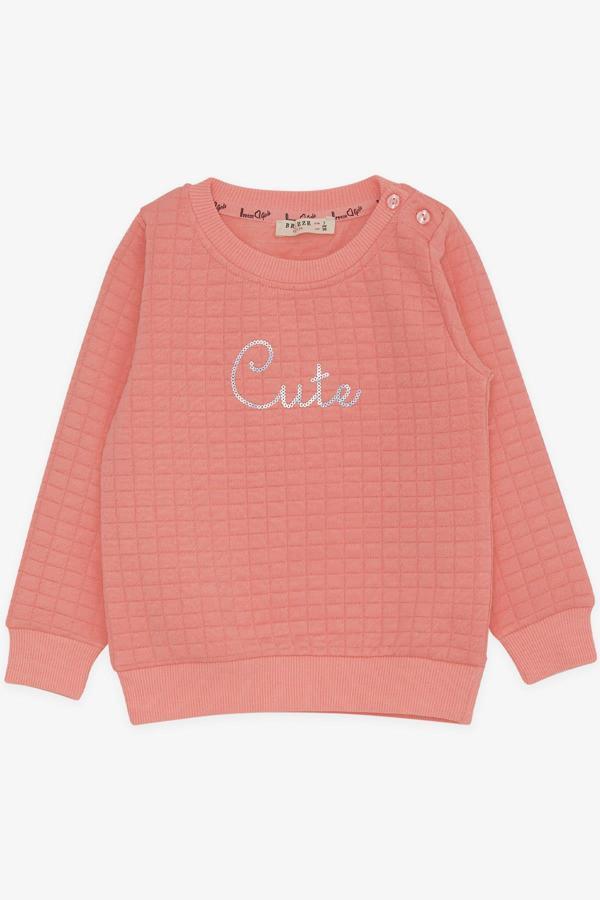 Breeze Kız Çocuk Sweatshirt Pullu Yazı Baskılı 1.5-5 Yaş, Somon - Image 1