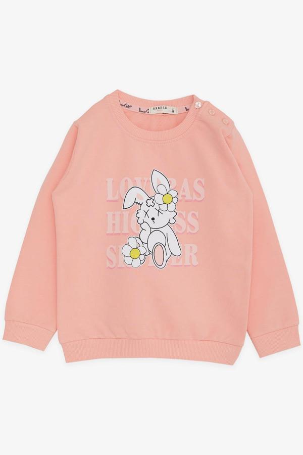 Breeze Kız Çocuk Sweatshirt Tavşancık Baskılı 1.5-5 Yaş, Somon - Image 1