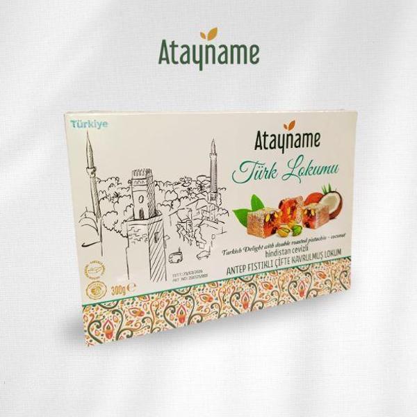 Atayname Hindistan Cevizli Antep Fıstıklı Çifte Kavrulmuş Lokum 300 G - Image 1