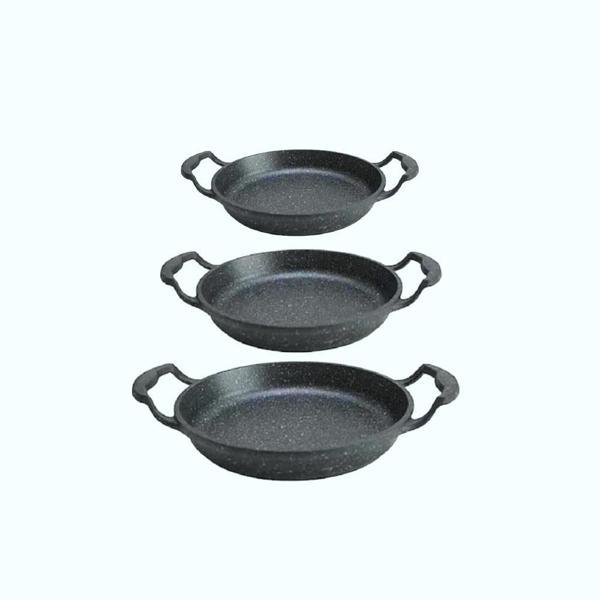 Burak Eda Döküm Granit 3lü Kapaksız Sahan Seti 18-20-22 cm - Image 1