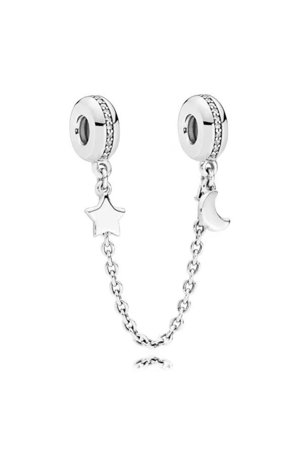 Asafaccessory Ay Yıldız Sallantılı Güvenlik Zinciri Gri #1 - Image 1