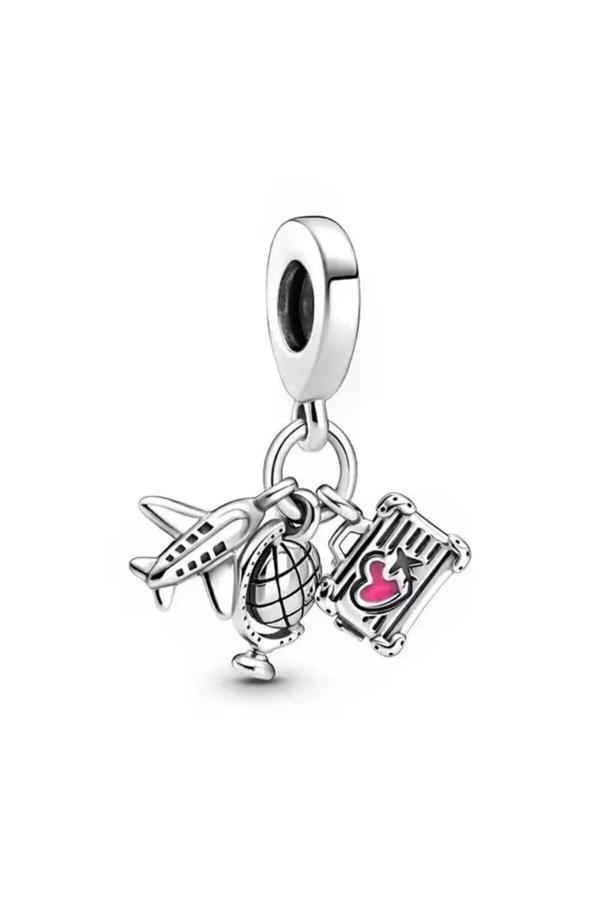 Asafaccessory Seyehat Charm Uçak Bavul Sallantılı Gümüş Kaplama Gümüş Tek Ebat - Image 1