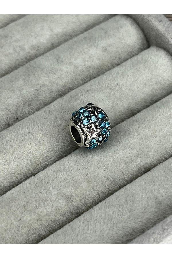 Asafaccessory Mavi Taşlı Yıldızlı Charm Gümüş Kaplama Mavi Tek Ebat - Image 1