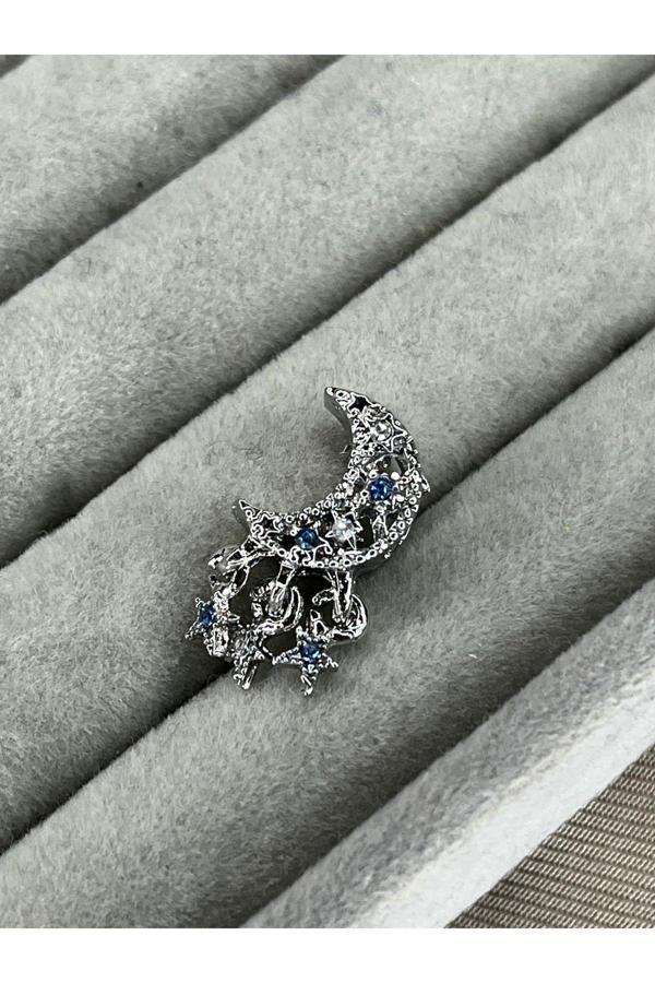 Asafaccessory Yıldız Sallantılı Ay Charm Gümüş Kaplama Gümüş Tek Ebat - Image 1