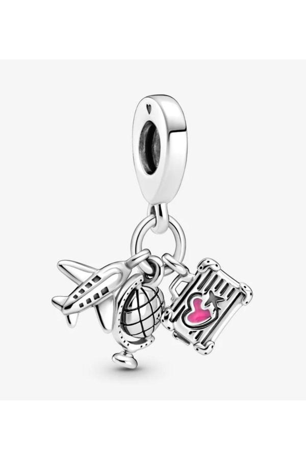 Asafaccessory Seyehat Uçak Bavul Charm ~ Gümüş Kaplama Gri 0 - Image 1
