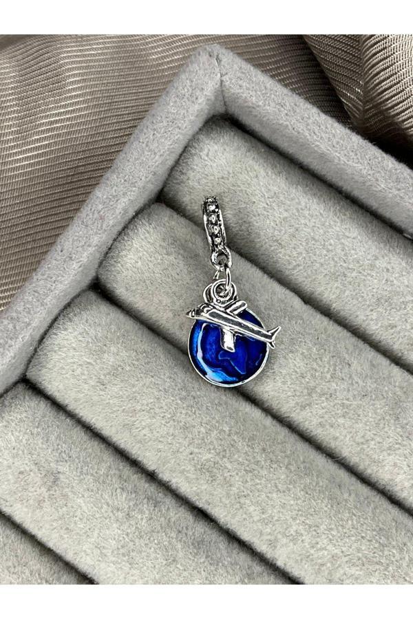 Asafaccessory Uçak Charm Sallantılı Gümüş Kaplama Gri Battal Standart - Image 1