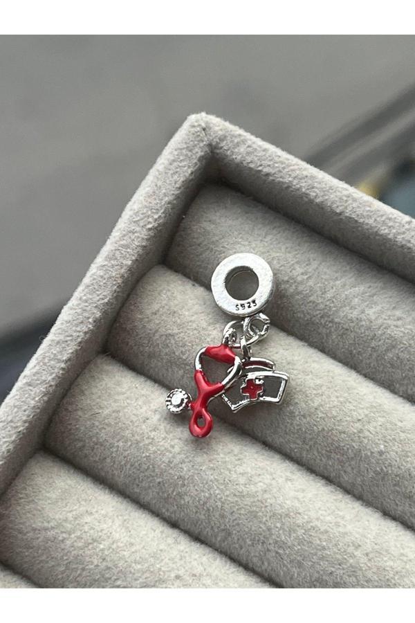 Asafaccessory Hemşire Kalbi Steteskop Charm Kırmızı  - Image 1