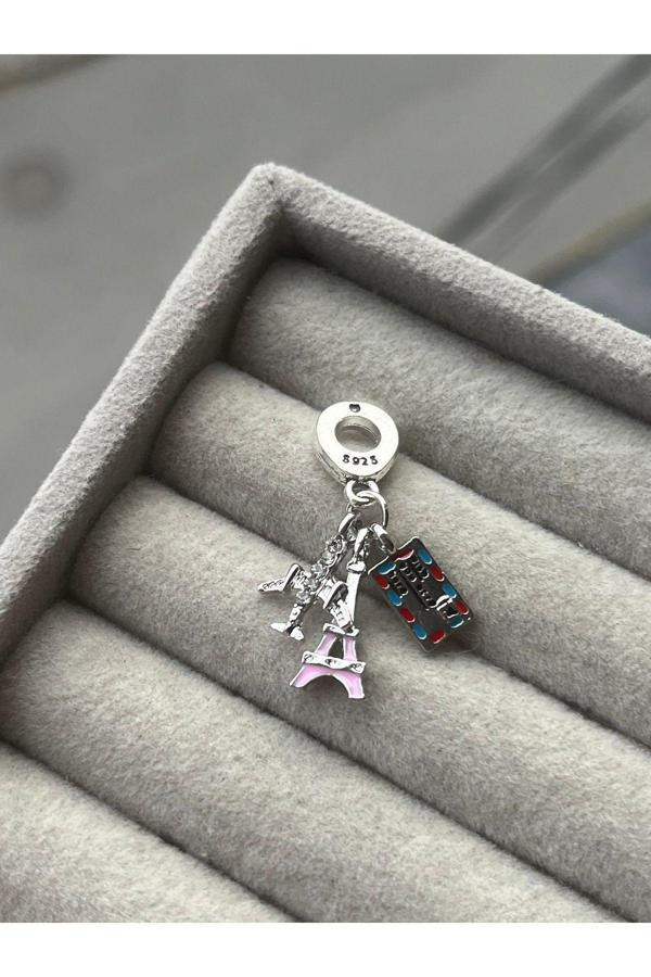 Asafaccessory Pembe Eyfel Kulesi Ve Paris Bileti Charm Pembe  - Image 1