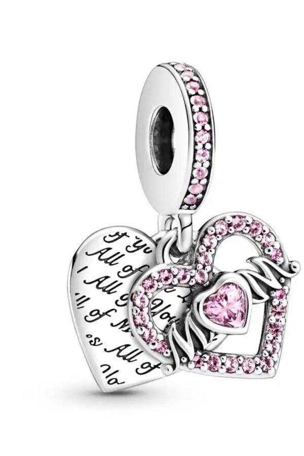 Asafaccessory Pembe Taşlı Yazılı Mom Charm Gümüş Kaplama Pembe Tek Ebat - Image 1