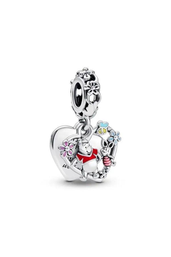 Asafaccessory Winnie The Pooh Piglet Kalp Charm Gümüş Kaplama Gümüş Tek Ebat - Image 1