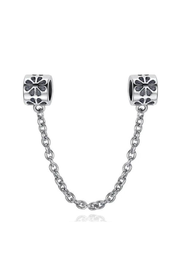 Asafaccessory Çiçekli Güvenlik Zinciri Charm Gümüş Kaplama Gümüş Tek Ebat - Image 1